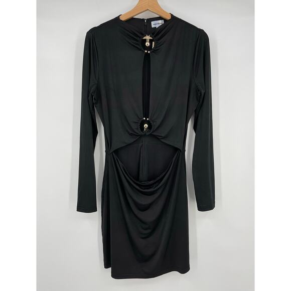 superdown | NWT Sarah Cut Out Dress in Black Jersey Cut Out Long Sleeve Mini XL - Picture 2 of 12